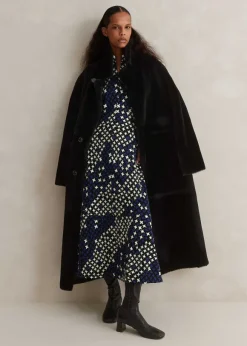 Printed Ponte Balloon Sleeve Maxi Dress