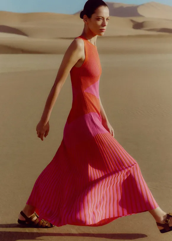 Racer Crew Neck Rib Maxi Dress