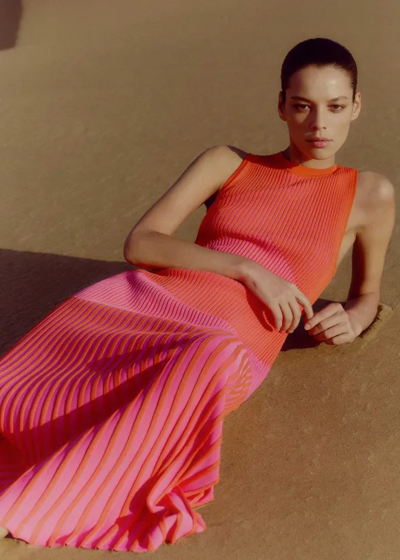 Racer Crew Neck Rib Maxi Dress