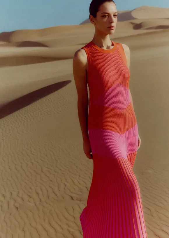 Racer Crew Neck Rib Maxi Dress