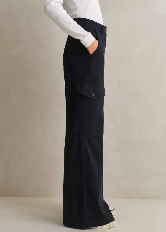 Regular Length Cotton Flared Cargo Trouser