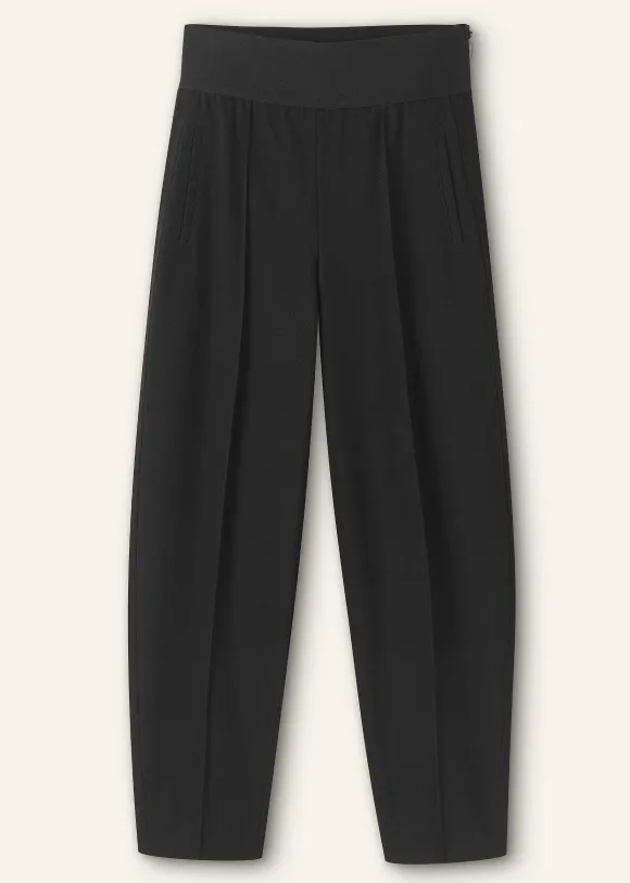 Rib Waist Fluid Tapered Trouser