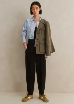 Rib Waist Fluid Tapered Trouser