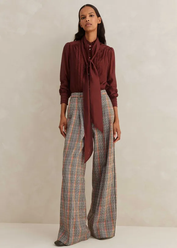 Scallop Pleat Detail Blouse Tie + Cami
