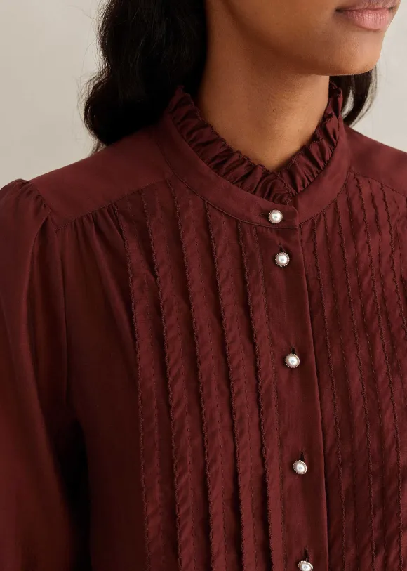 Scallop Pleat Detail Blouse Tie + Cami