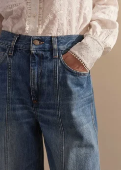 Seam Front Wide-Leg Flare Jean