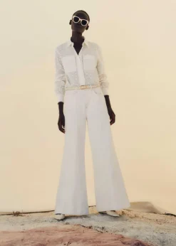 Seam Front Wide-Leg Flare Jean