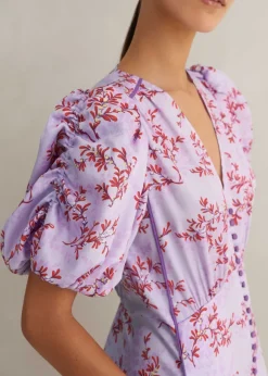 Shadow Berry Print Midi Tea Dress