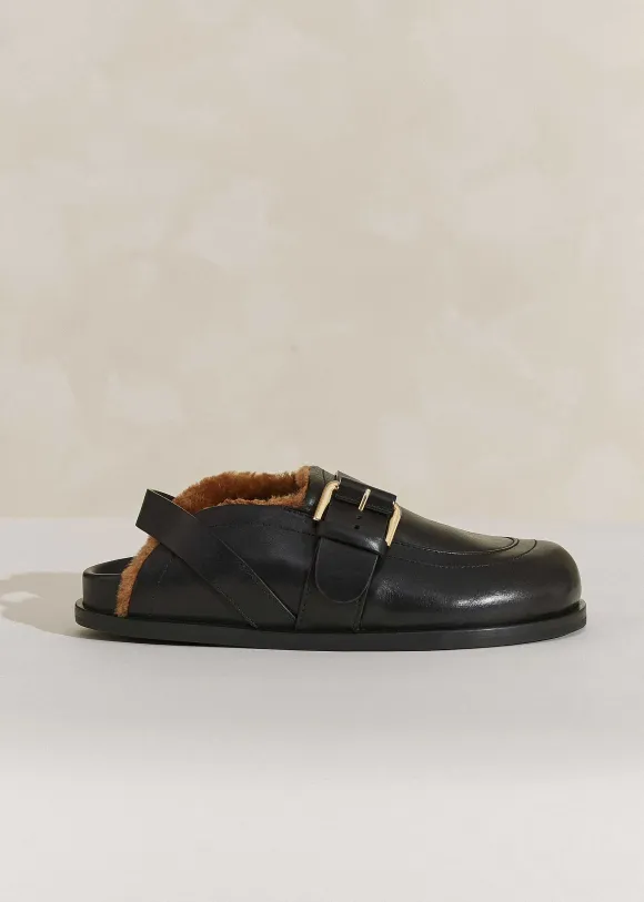 Shearling Buckle Clog
