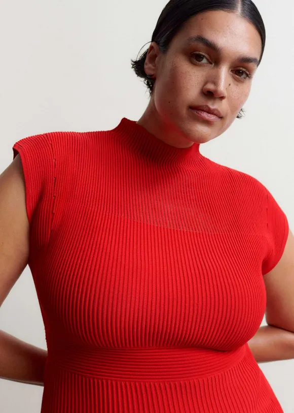 Sheer Panelled Evening Knit Maxi Dress