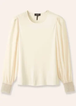 Sheer Sleeve Crew Neck Layering Top