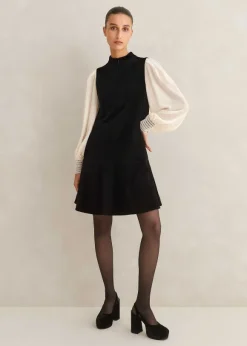 Sheer Sleeve Crew Neck Layering Top