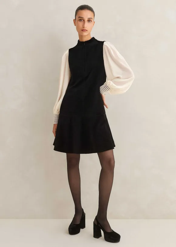 Sheer Sleeve Crew Neck Layering Top