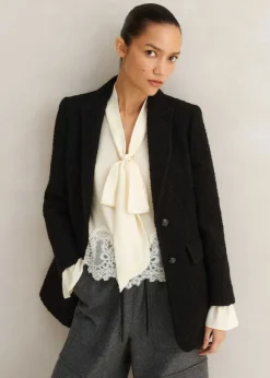 Silk + Lace Cropped Pussybow Blouse
