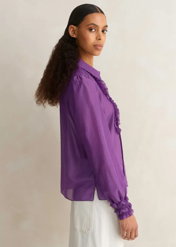Silk Cotton Frill Detail Blouse