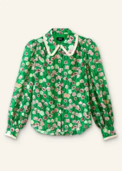 Silk Cotton Lantana Flower Print Shirt