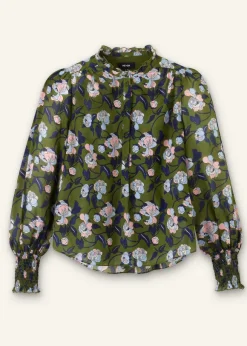 Silk Cotton Rose Print Blouse