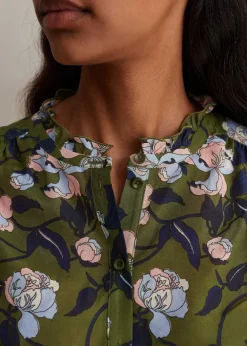 Silk Cotton Rose Print Blouse