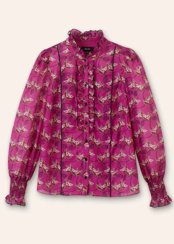 Silk Cotton Waterlily Print Blouse