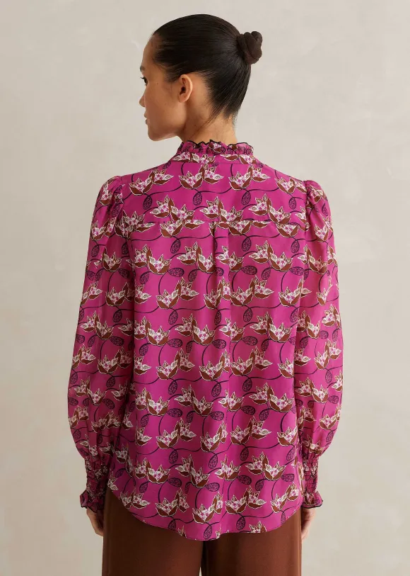 Silk Cotton Waterlily Print Blouse