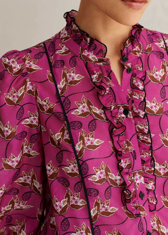 Silk Cotton Waterlily Print Blouse