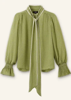 Silk Daisy Flower Print Top + Scarf