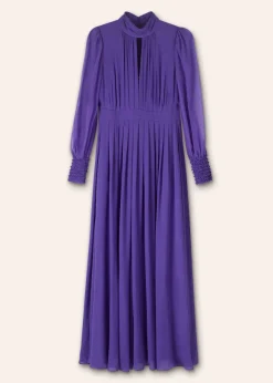 Silk Full-Length Dress With Corsage + Belt