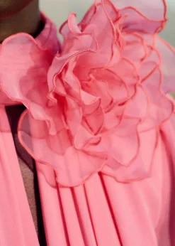 Silk Full-Length Dress With Corsage + Belt