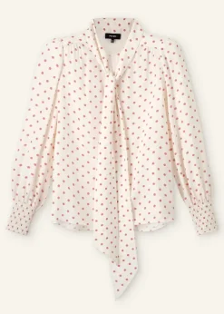 Silk Halo Spot Print Pussybow Blouse