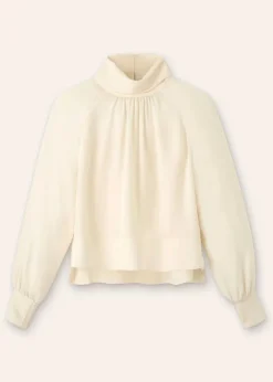 Silk High Neck Raglan Sleeve Top