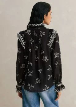 Silk Organza Cherry Blossom Print Blouse