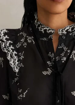 Silk Organza Cherry Blossom Print Blouse