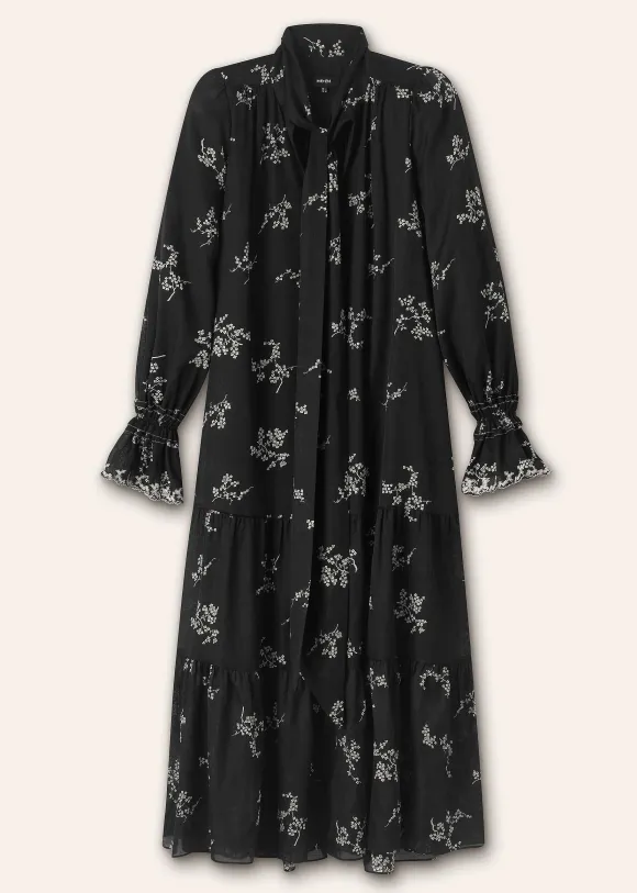 Silk Organza Cherry Blossom Print Maxi Dress