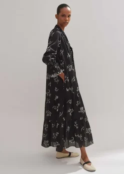 Silk Organza Cherry Blossom Print Maxi Dress