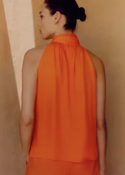 Silk Pussybow Halterneck Top