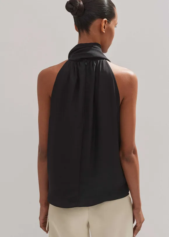Silk Pussybow Halterneck Top