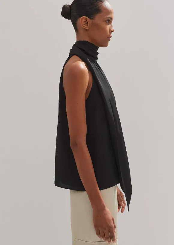 Silk Pussybow Halterneck Top