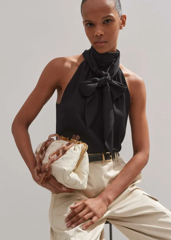 Silk Pussybow Halterneck Top