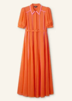 Silk Short Sleeve Maxi Dress + Belt
