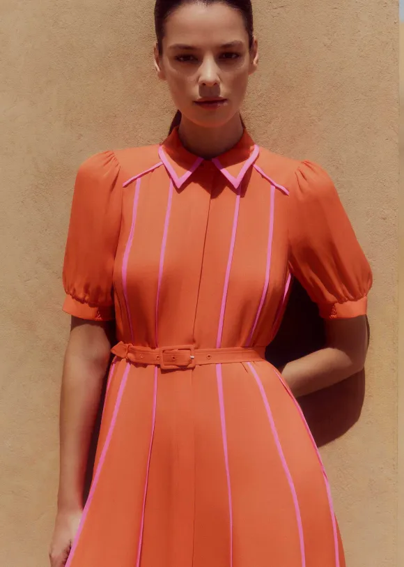 Silk Short Sleeve Maxi Dress + Belt