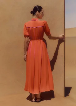 Silk Short Sleeve Maxi Dress + Belt