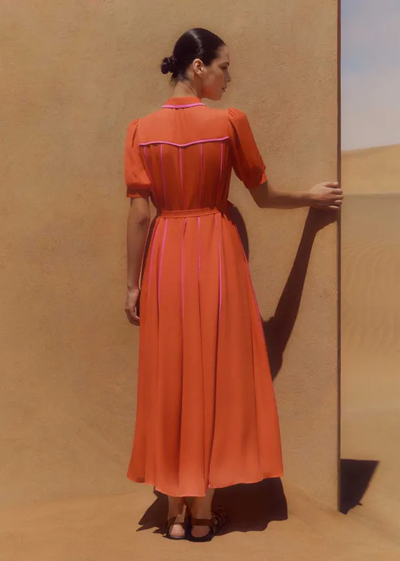 Silk Short Sleeve Maxi Dress + Belt