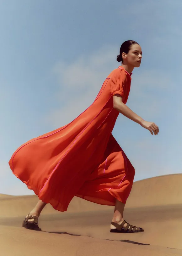 Silk Short Sleeve Maxi Dress + Belt