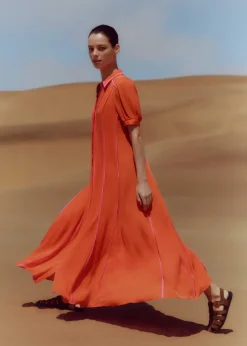 Silk Short Sleeve Maxi Dress + Belt