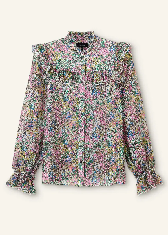 Silk-Blend Devor Confetti Print Blouse