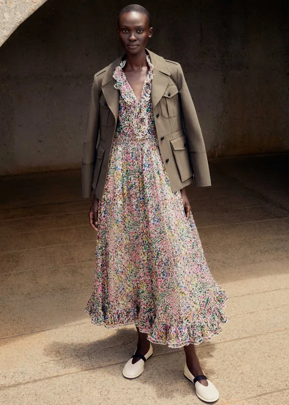 Silk-Blend Devor Confetti Print Maxi Dress