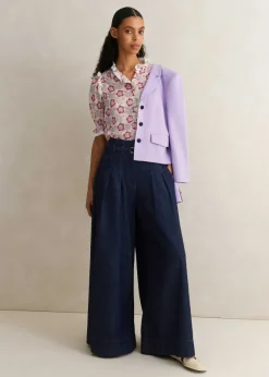 Silk-Blend Floral Swirl Print Top