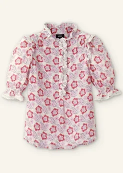 Silk-Blend Floral Swirl Print Top