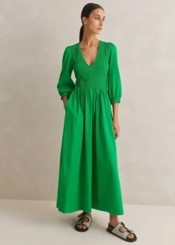 Slub Cotton V-Neck Maxi Dress