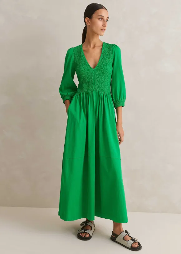 Slub Cotton V-Neck Maxi Dress